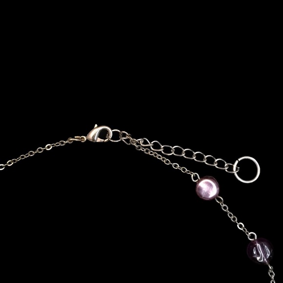 Vintage Purple Bead & Silver Chain Necklace - Picture 4 of 4